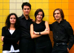 Quarteto Arabesco, composto por Denys Stetsenko e Raquel Cravino (violino), Lúcio Studer (violeta) e Ana Raquel Pinheiro (violoncelo).