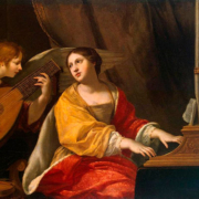 Santa Cecília ao órgão, com anjo, de Jacques Blanchard